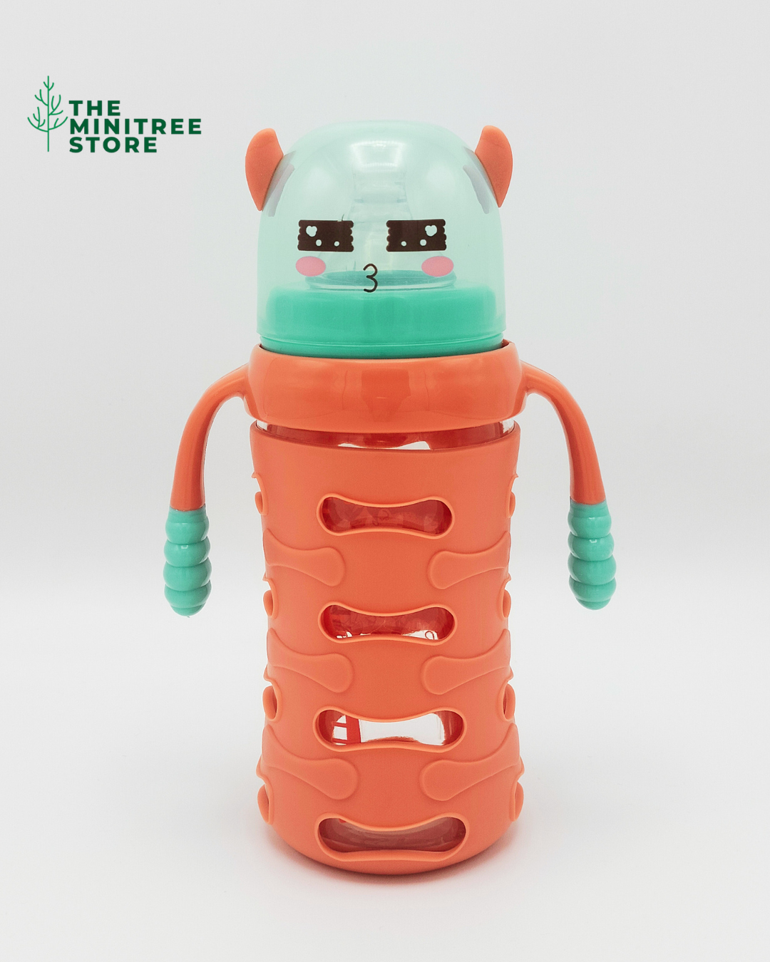 240ml Cute Animal Glass Baby Feeder Bottle with Protective Silicone Sleeve