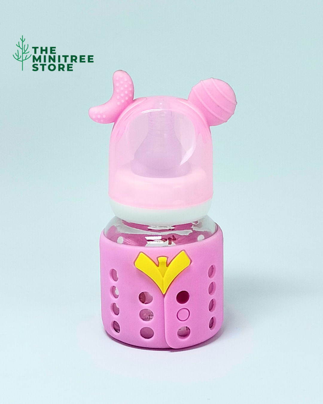 MiniTree 2oz/60ml Glass Baby Feeder – Silicone Protective Sleeve & Anti-Colic Nipple