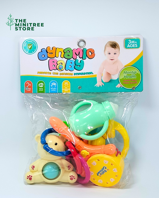 Dynamic Baby 5-Piece Rattle Toy Set | Safe & Colorful Sensory Toys for Infants (3+ Months)