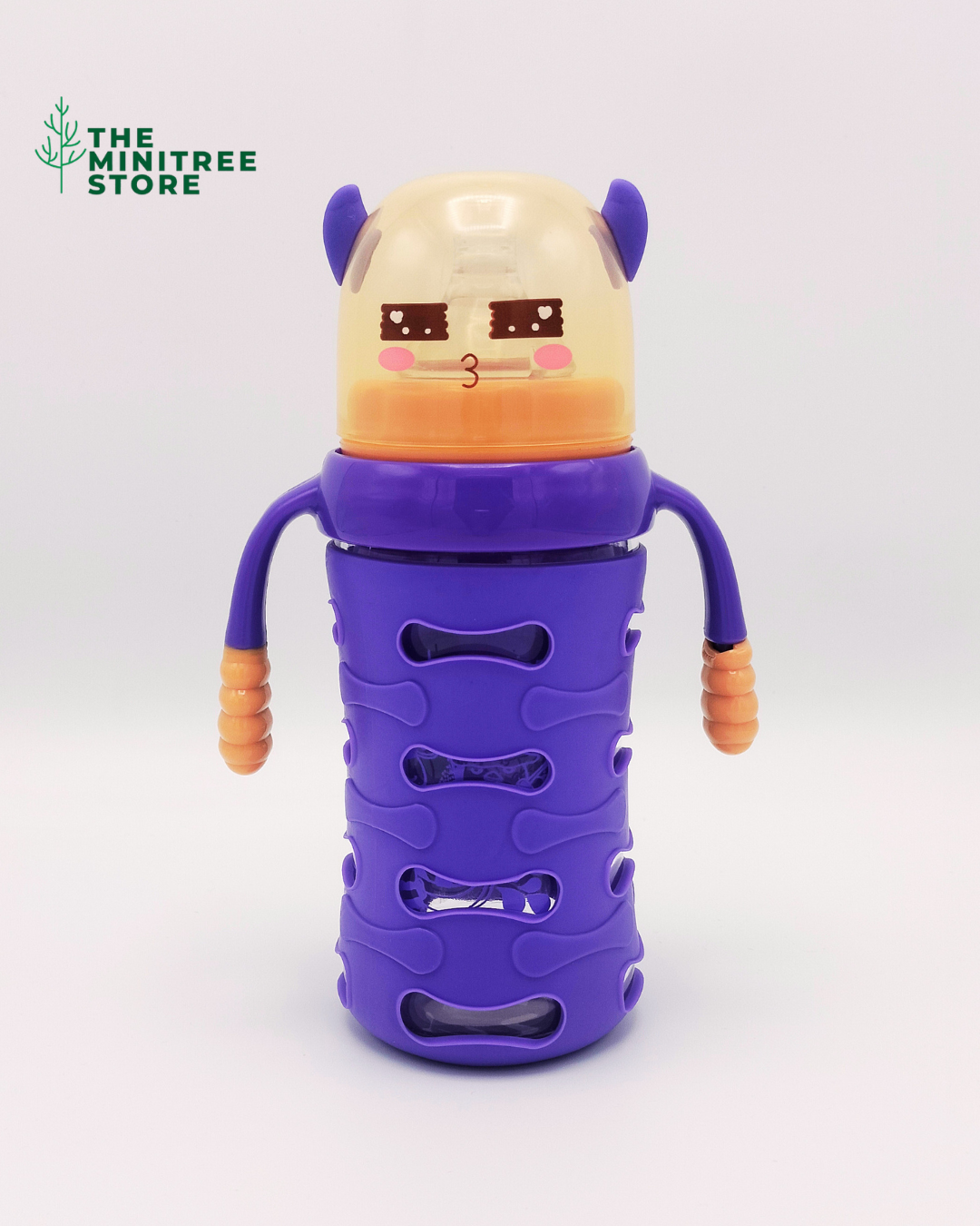 240ml Cute Animal Glass Baby Feeder Bottle with Protective Silicone Sleeve