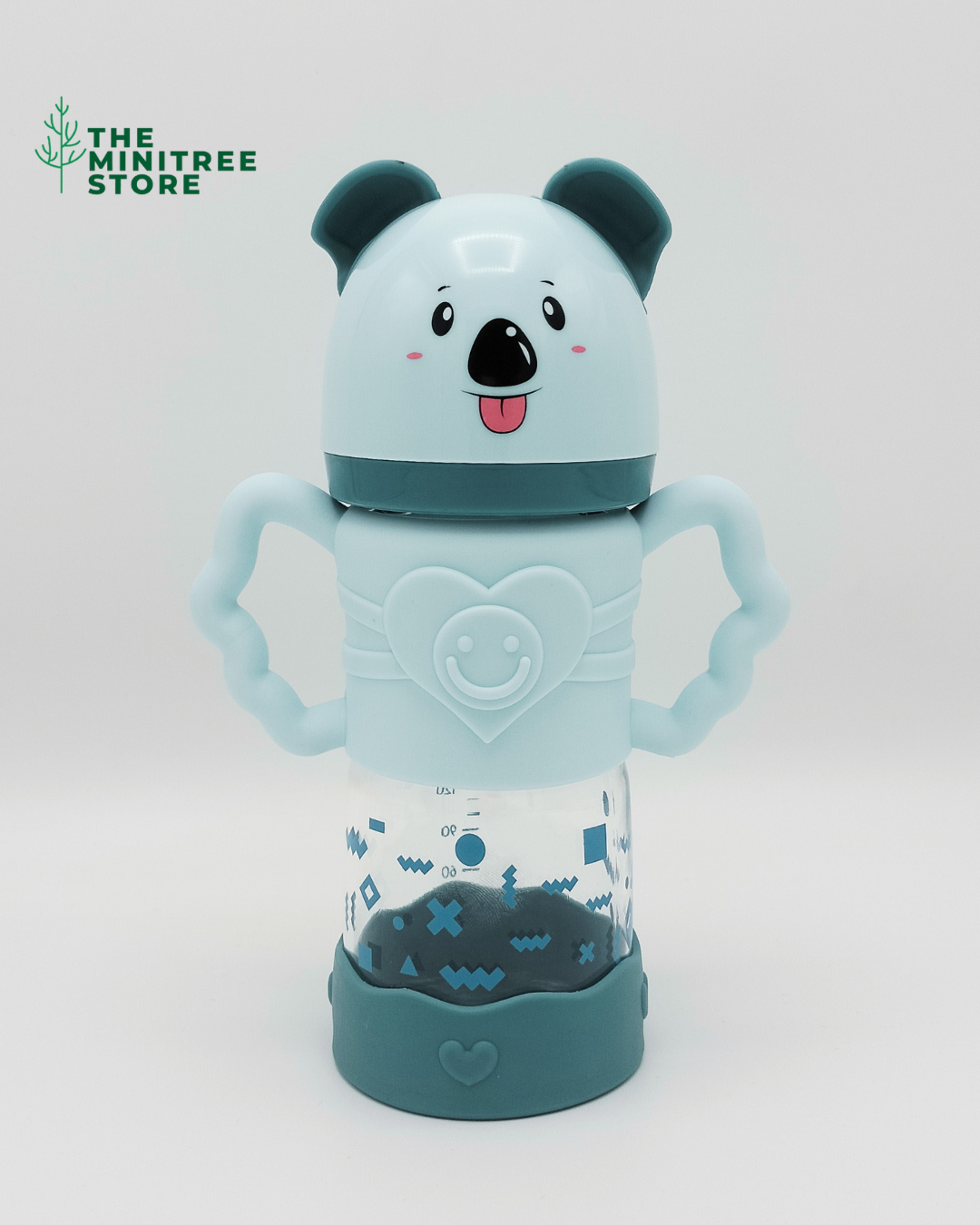 240ml Koala Glass Baby Feeder Bottle with Easy-Grip Handles & Base Bumper