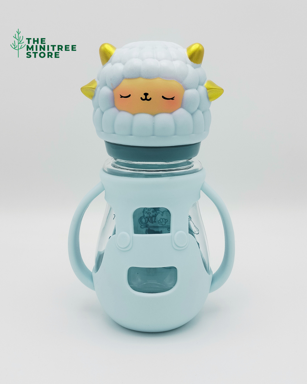 minitree 240ml wide neck Glass Baby Feeder with Sheep Cap & Silicone Sleeve | The Minitree Store