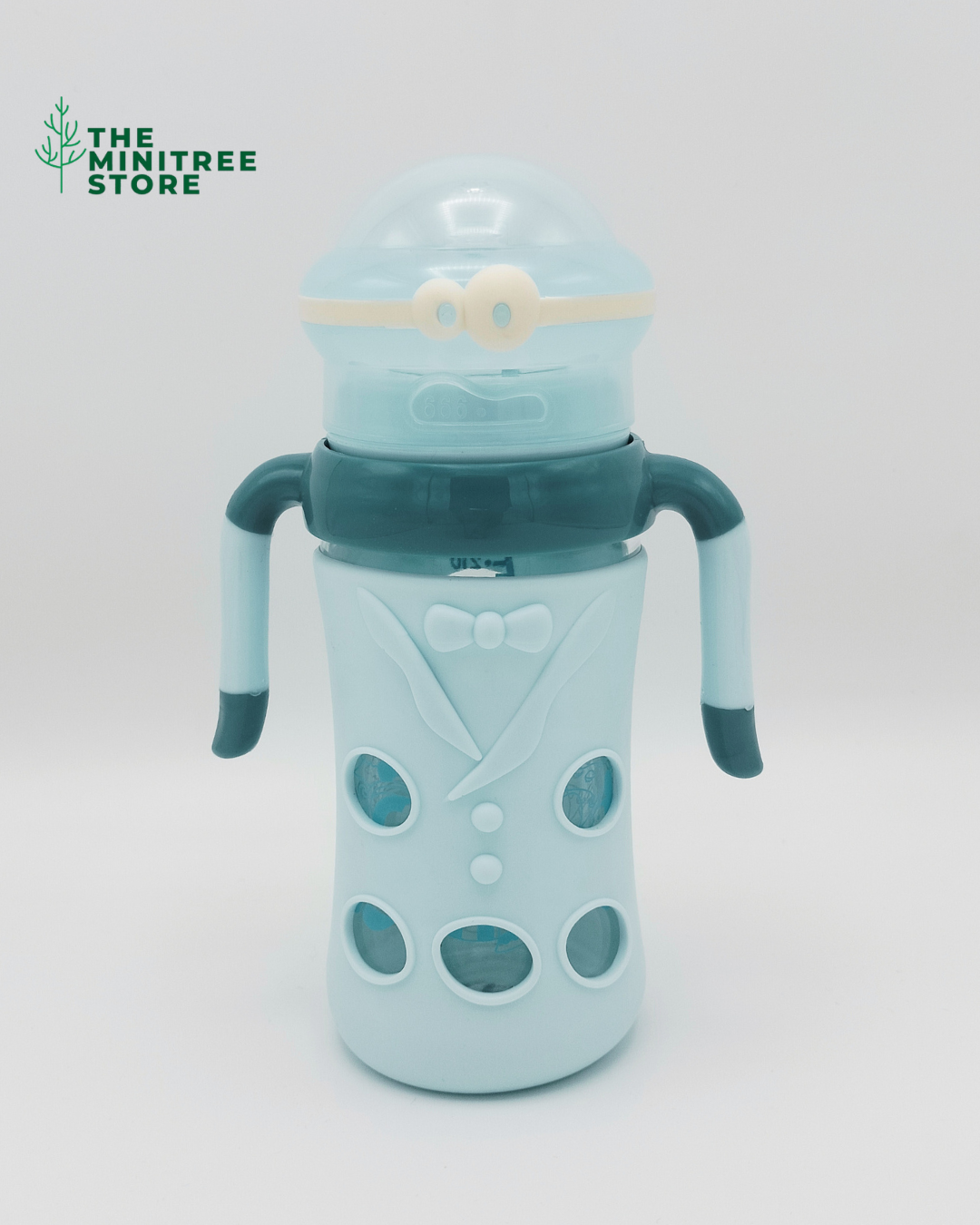 minitree 240ml wide neck Glass Baby Feeder with Anti-Drop Silicone Sleeve & Dual Handles