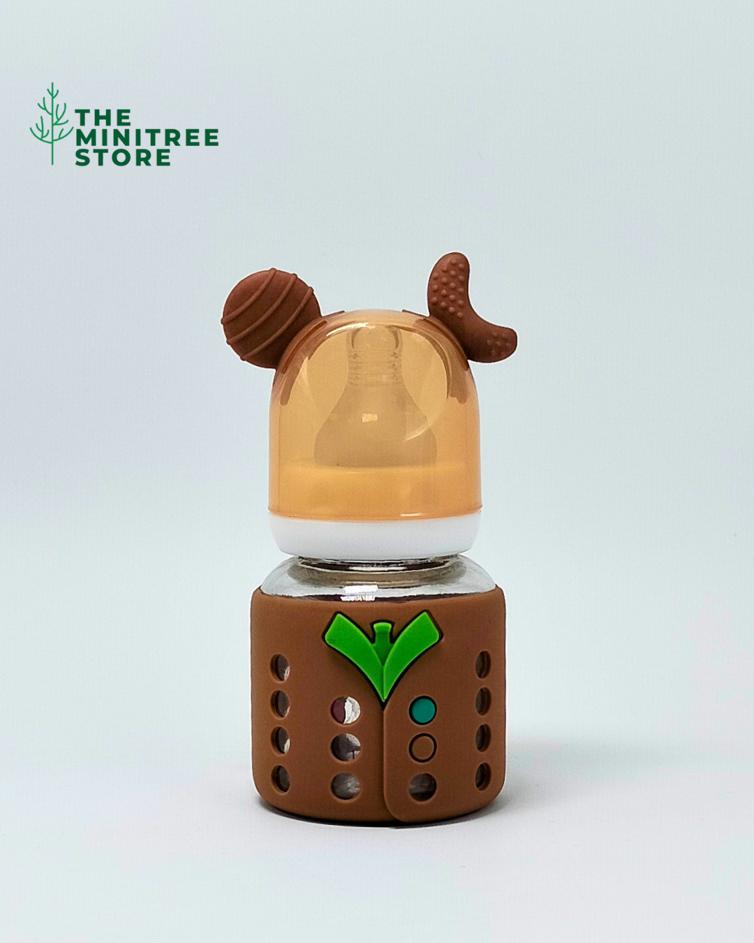 MiniTree 2oz/60ml Glass Baby Feeder – Silicone Protective Sleeve & Anti-Colic Nipple