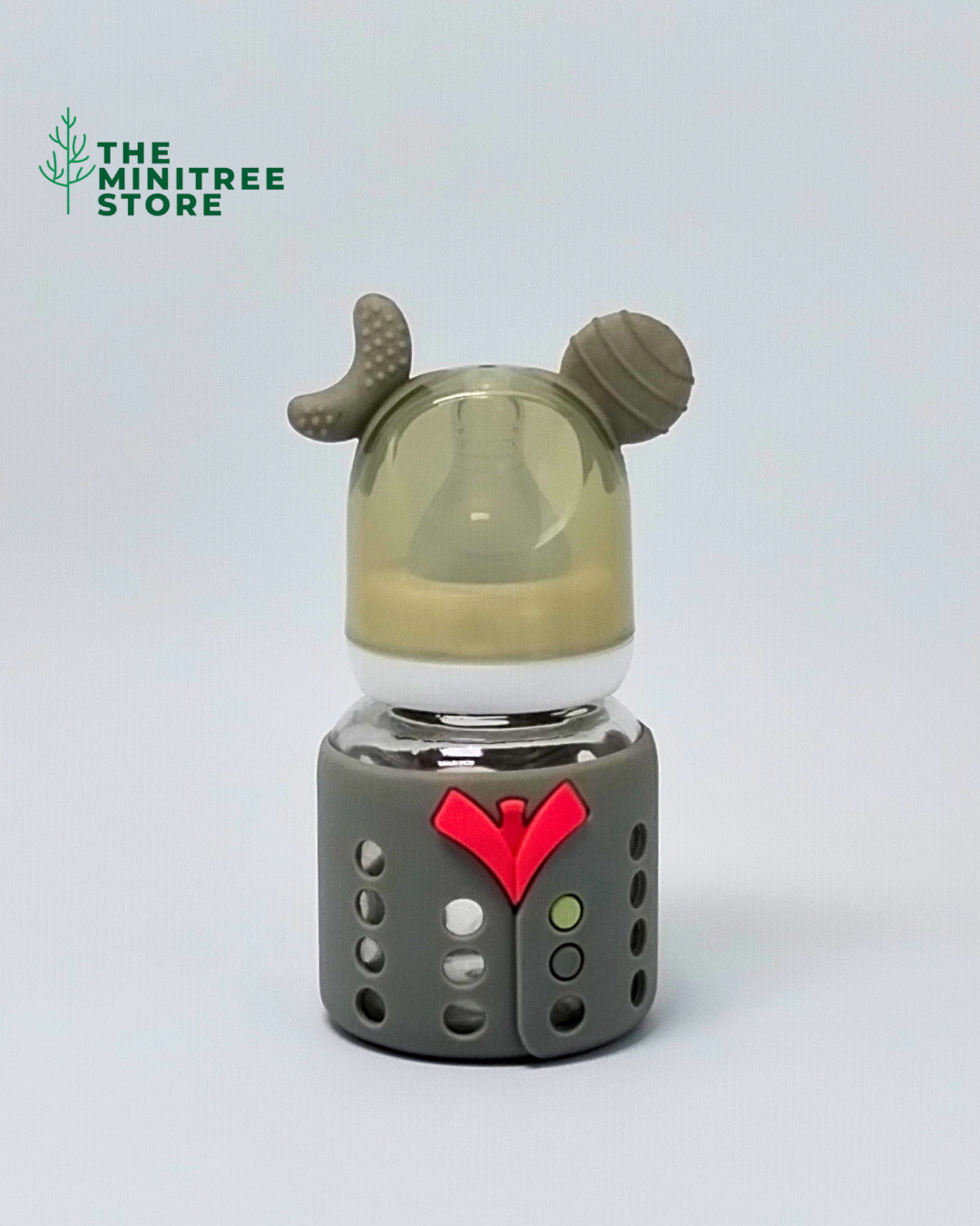 MiniTree 2oz/60ml Glass Baby Feeder – Silicone Protective Sleeve & Anti-Colic Nipple