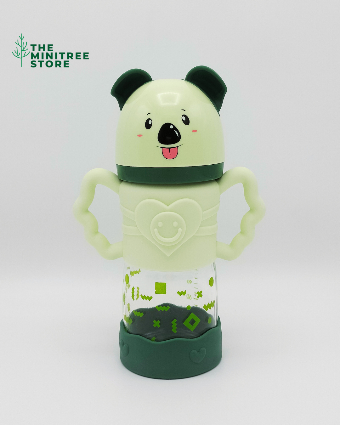 240ml Koala Glass Baby Feeder Bottle with Easy-Grip Handles & Base Bumper