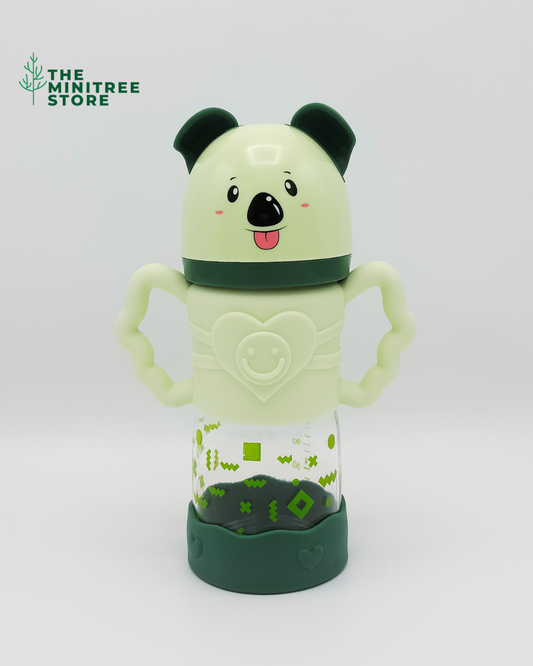240ml Koala Glass Baby Feeder Bottle with Easy-Grip Handles & Base Bumper