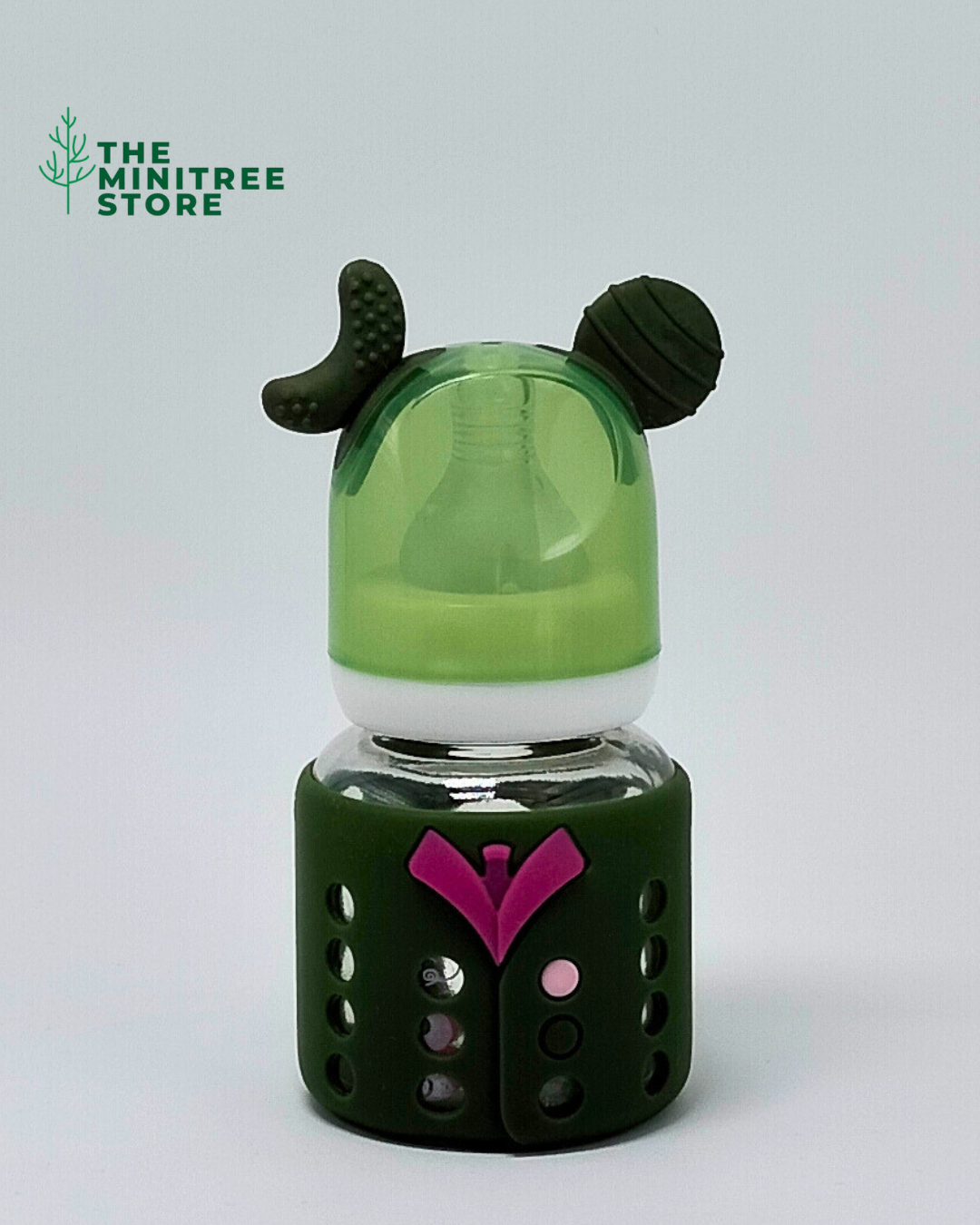 MiniTree 2oz/60ml Glass Baby Feeder – Silicone Protective Sleeve & Anti-Colic Nipple