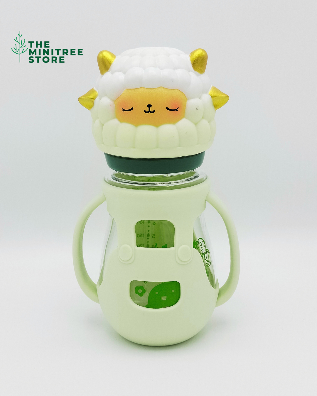 minitree 240ml wide neck Glass Baby Feeder with Sheep Cap & Silicone Sleeve | The Minitree Store