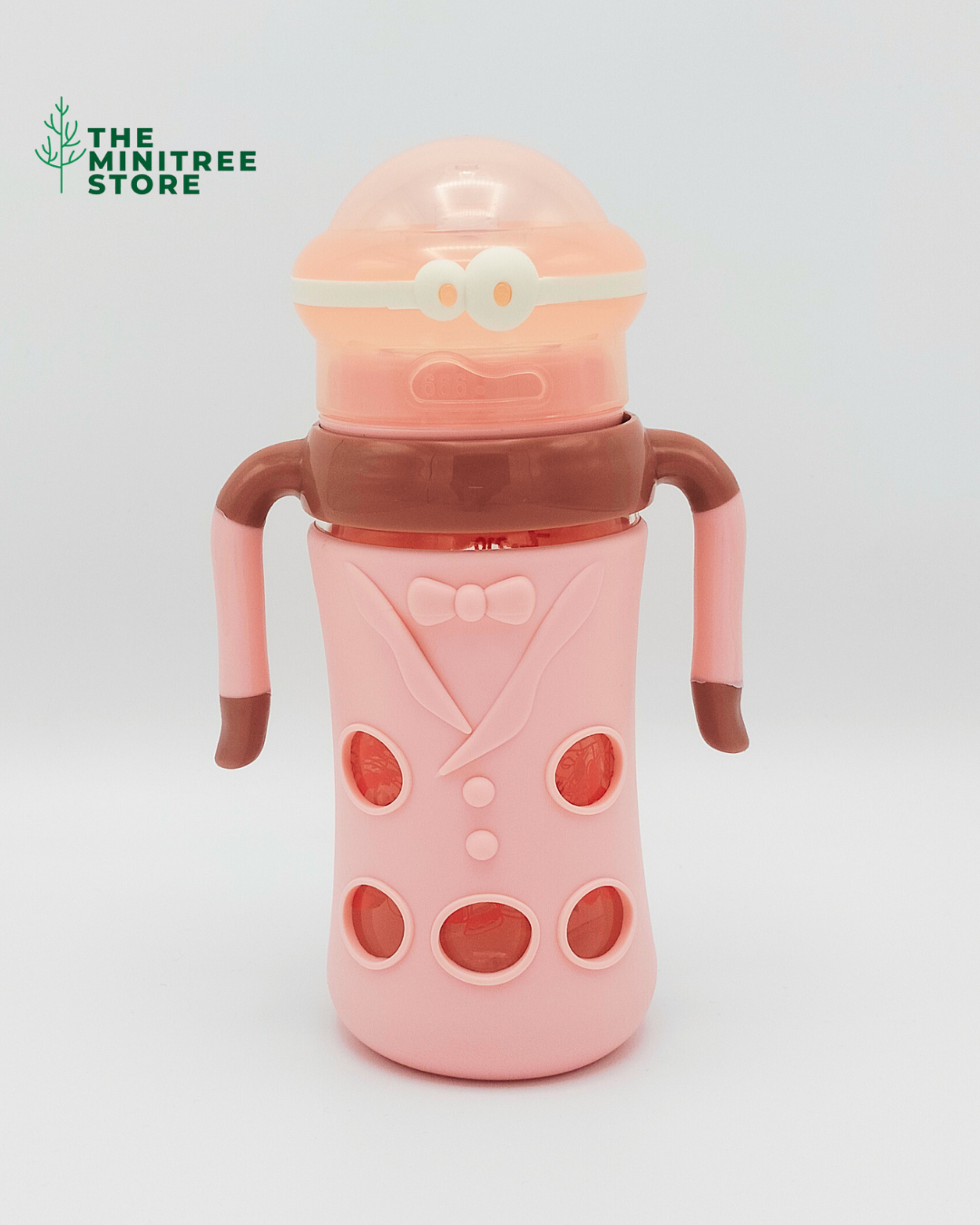 minitree 240ml wide neck Glass Baby Feeder with Anti-Drop Silicone Sleeve & Dual Handles