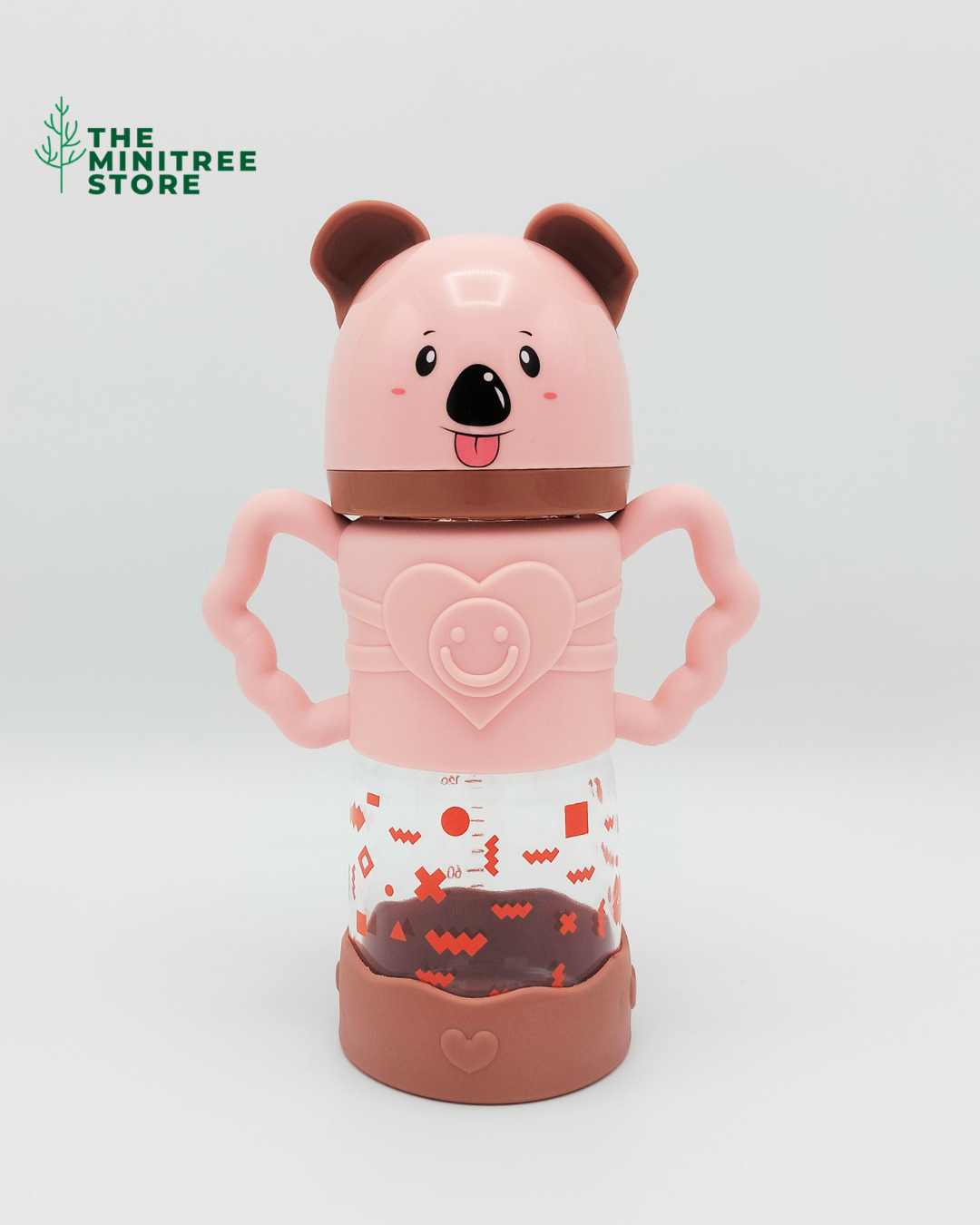240ml Koala Glass Baby Feeder Bottle with Easy-Grip Handles & Base Bumper