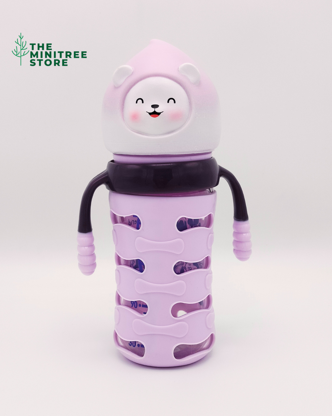 minitree 240ml wide neck Glass Baby Feeder with Bear Hood Cap & Silicone Sleeve | The Minitree Store