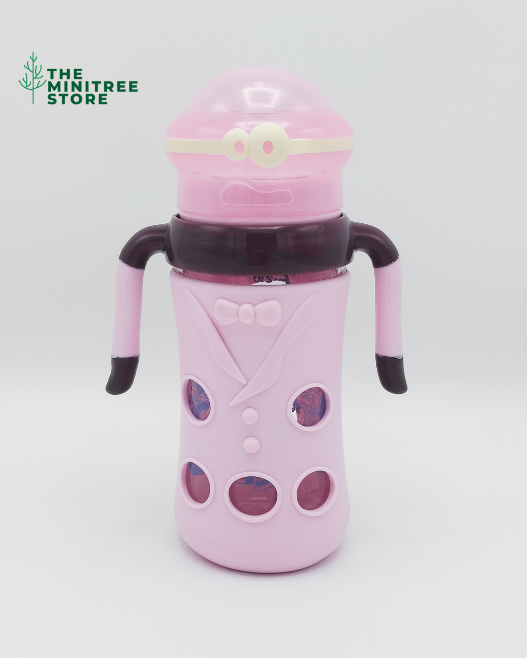 minitree 240ml wide neck Glass Baby Feeder with Anti-Drop Silicone Sleeve & Dual Handles