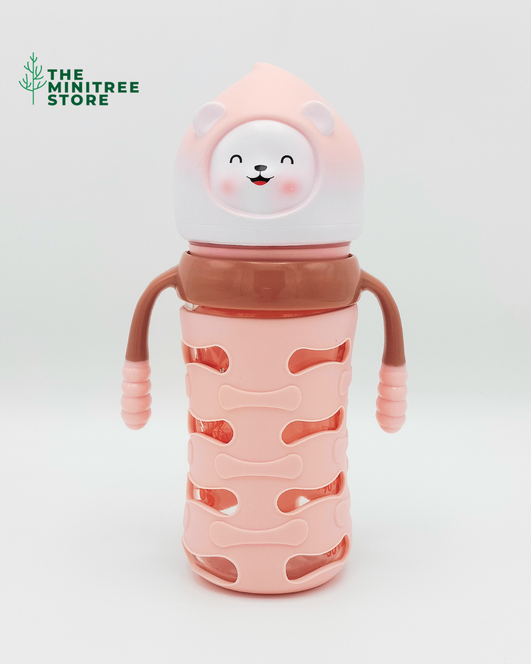 minitree 240ml wide neck Glass Baby Feeder with Bear Hood Cap & Silicone Sleeve | The Minitree Store