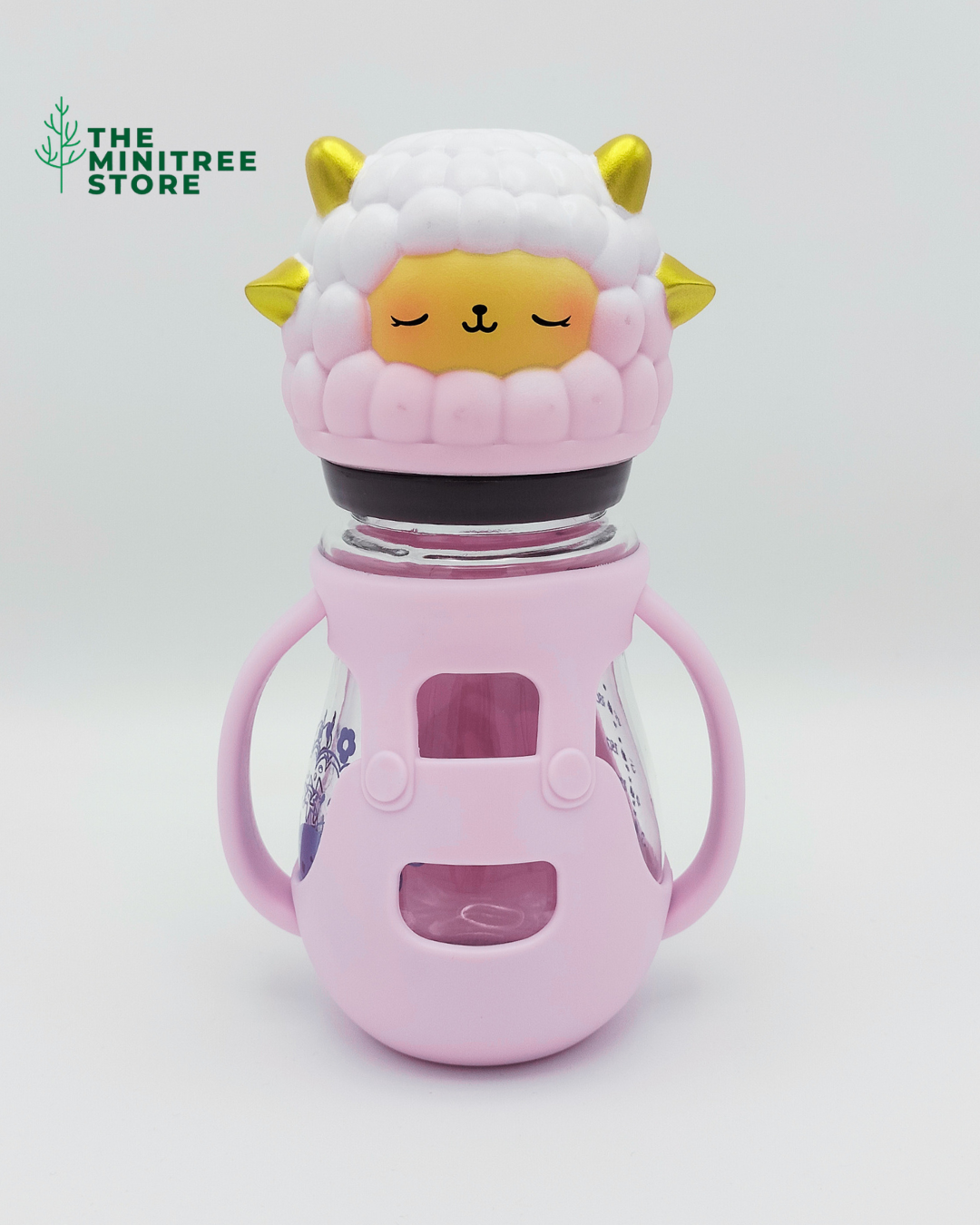 minitree 240ml wide neck Glass Baby Feeder with Sheep Cap & Silicone Sleeve | The Minitree Store