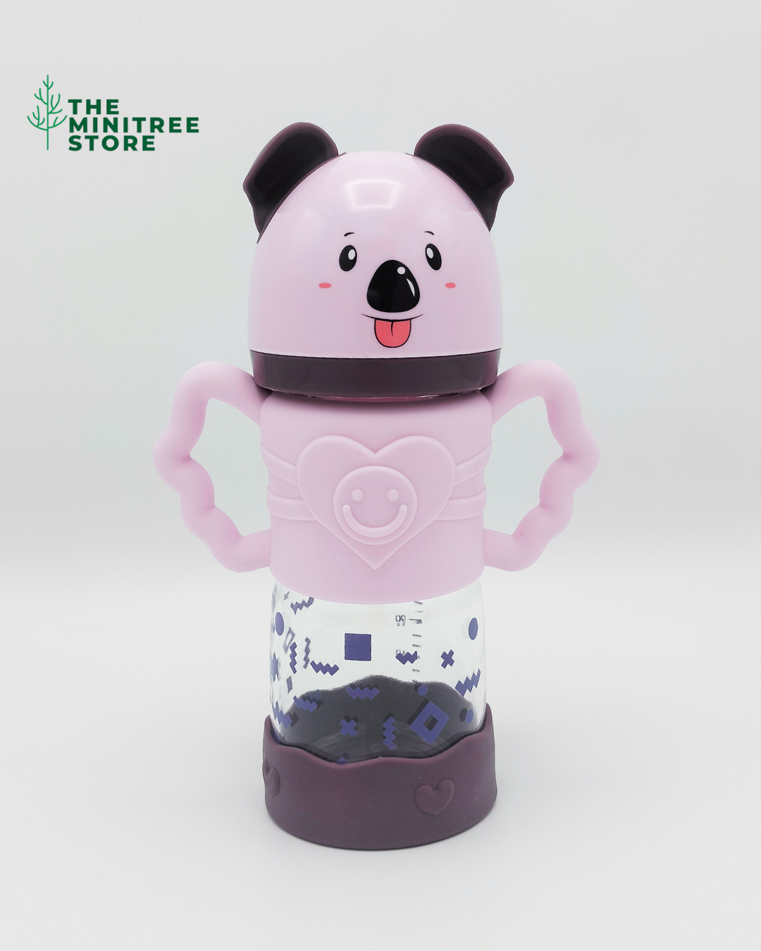 240ml Koala Glass Baby Feeder Bottle with Easy-Grip Handles & Base Bumper
